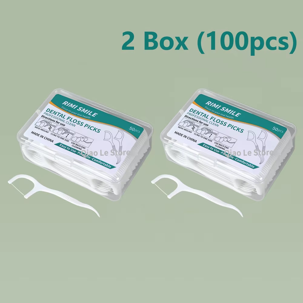 1/2/5/10 Box Portable Disposable Dental Floss Plastic Toothpick High-Tension Dental Floss Stick Dental Floss Box Oral Care