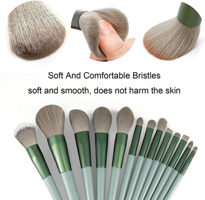 Juego De Brochas De Maquillaje De 13 Piezas, Brochas De Maquillaje Profesionales, Base, Rubor, Crema Líquida, Para Rostro, Sombra De Ojos Y Cejas, Adecuado Para Líquidos, Cremas, Polvos