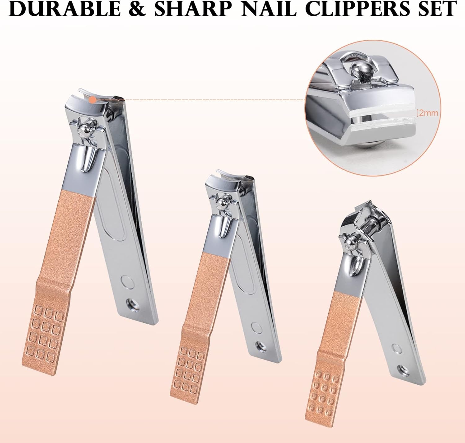 Set Manicura Pedicura 18 Piezas, Cuidado De Uñas Mujer Hombre, Kit De Cortaúñas Profesional De Acero Inoxidable, Estuche De Uñas (Oro Rosa)