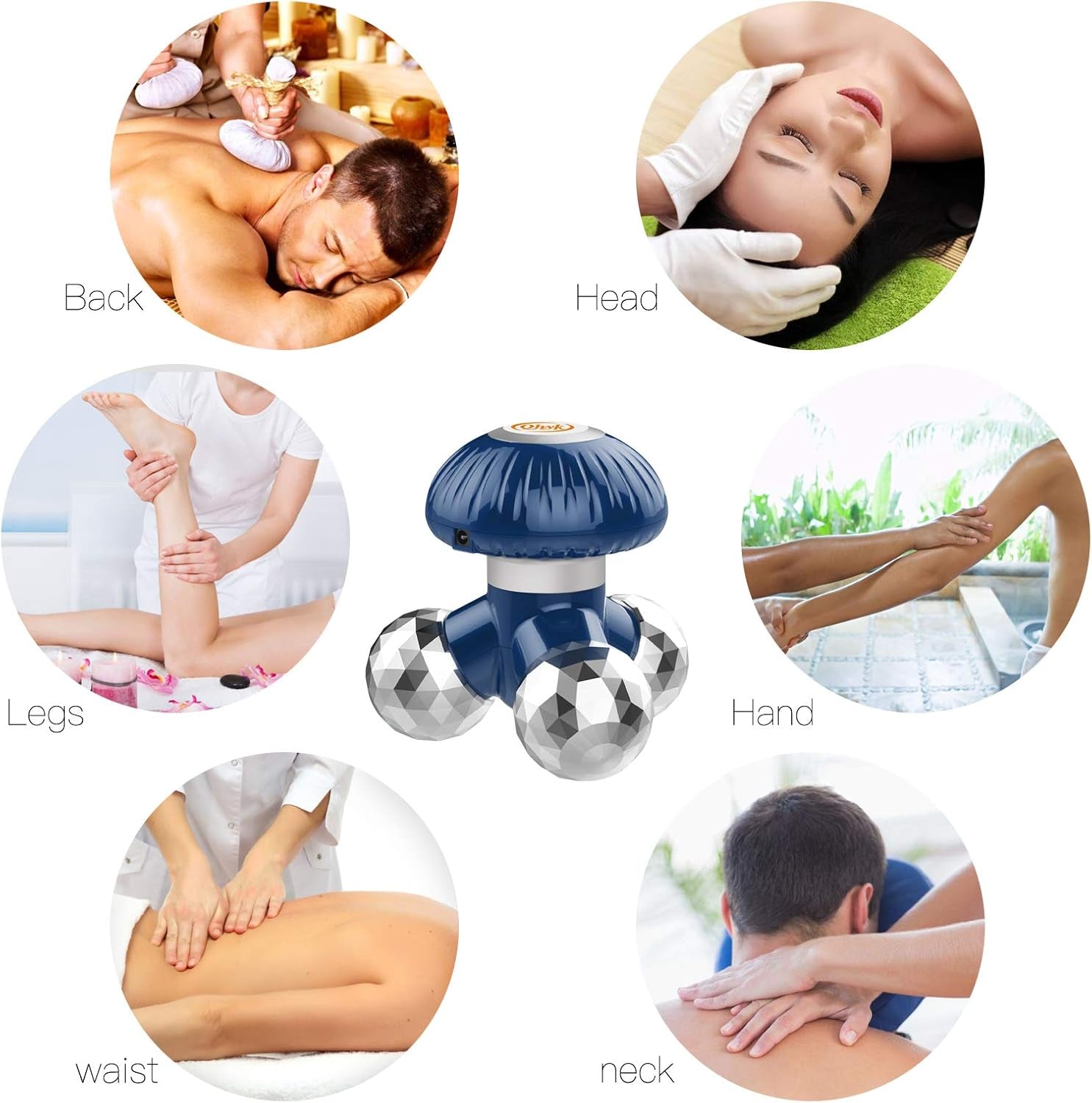 Handheld Vibrate Massager, 3 Cabezas De Masaje Tocar El Cuerpo, Batería O USB Power Proporcionar Electricidad, Aliviar Cuerpo O Tensión Muscular, Full Body Massager Portátil, Azul