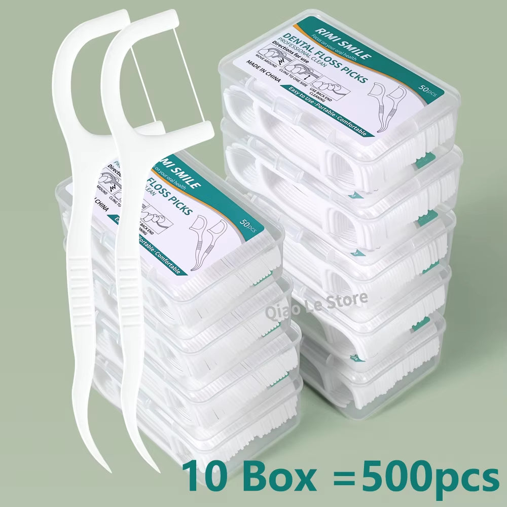 1/2/5/10 Box Portable Disposable Dental Floss Plastic Toothpick High-Tension Dental Floss Stick Dental Floss Box ﻿Oral Care