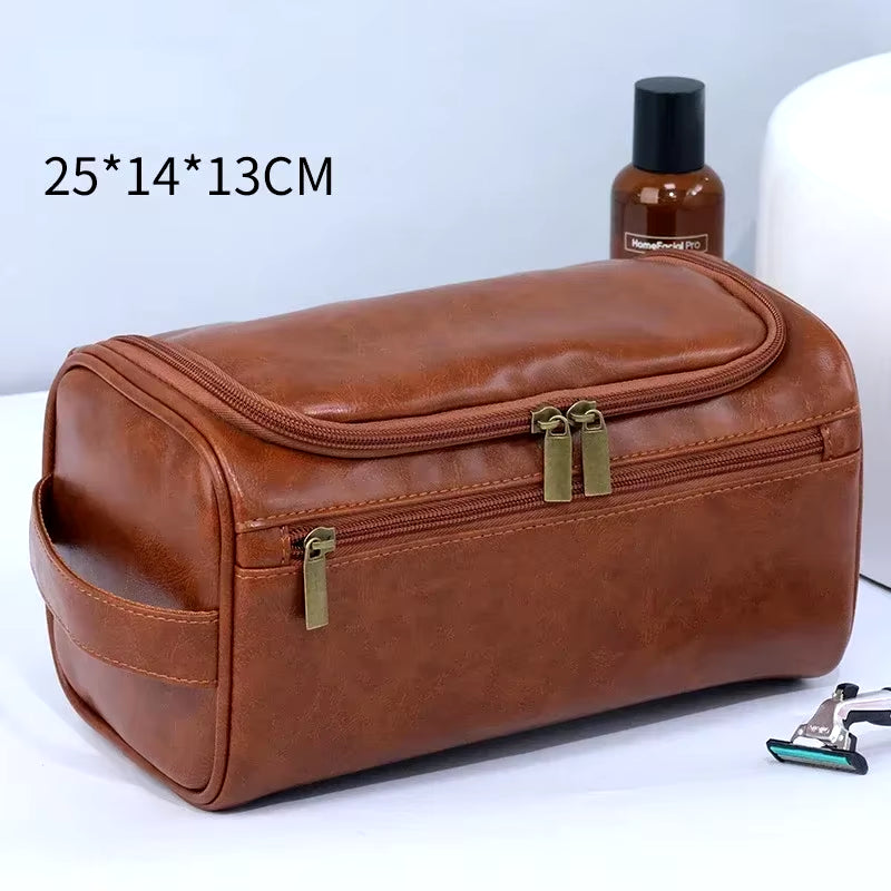 Leather Toiletry Bag for Men Women Dopp Kit Mens Hanging Toiletry Bag Travel Toiletry Bag for Traveling Large Cosmetic Bag for T