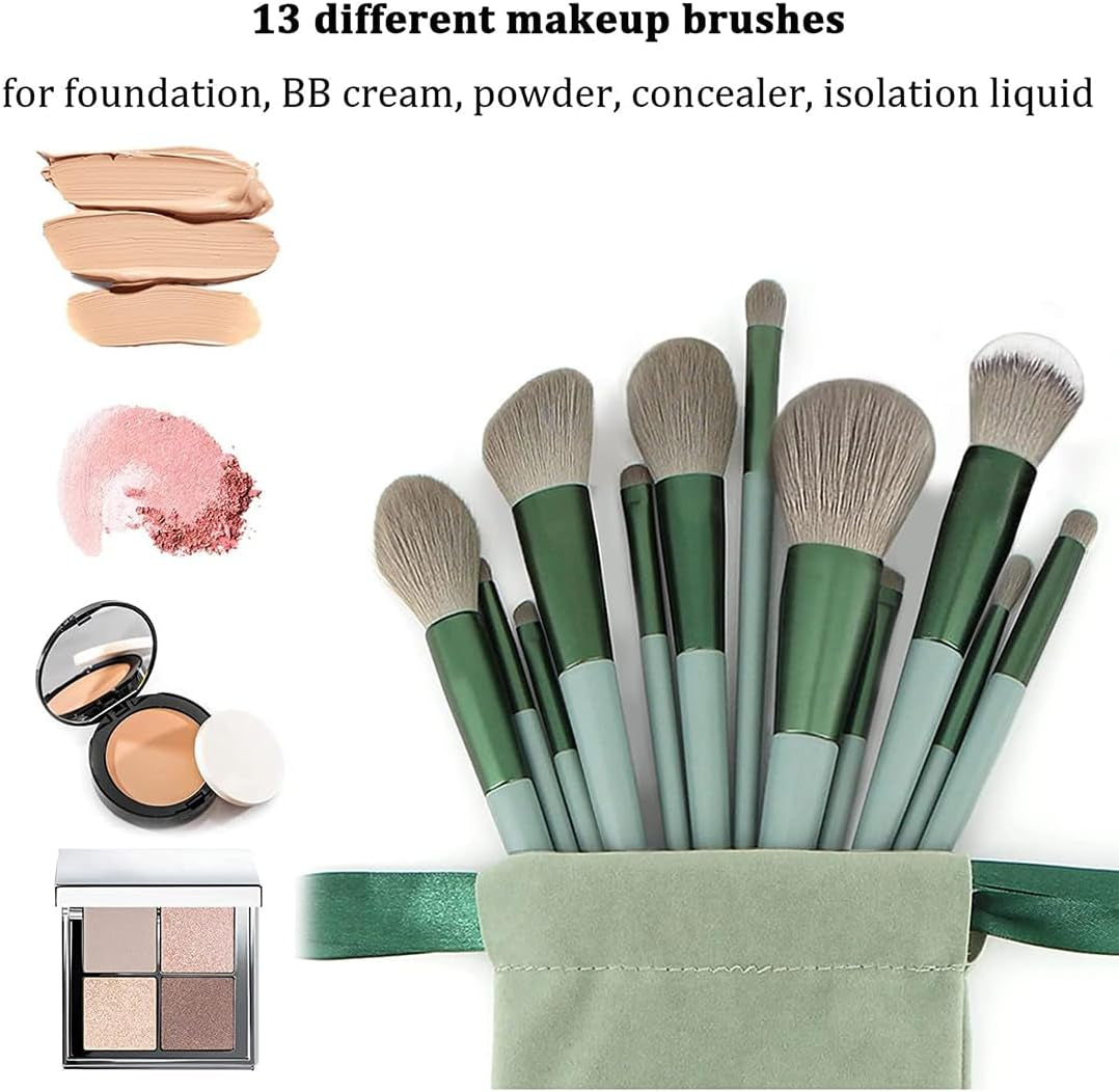 Juego De Brochas De Maquillaje De 13 Piezas, Brochas De Maquillaje Profesionales, Base, Rubor, Crema Líquida, Para Rostro, Sombra De Ojos Y Cejas, Adecuado Para Líquidos, Cremas, Polvos