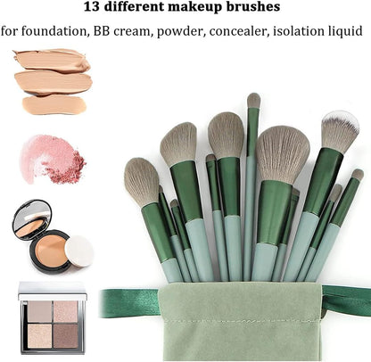 Juego De Brochas De Maquillaje De 13 Piezas, Brochas De Maquillaje Profesionales, Base, Rubor, Crema Líquida, Para Rostro, Sombra De Ojos Y Cejas, Adecuado Para Líquidos, Cremas, Polvos
