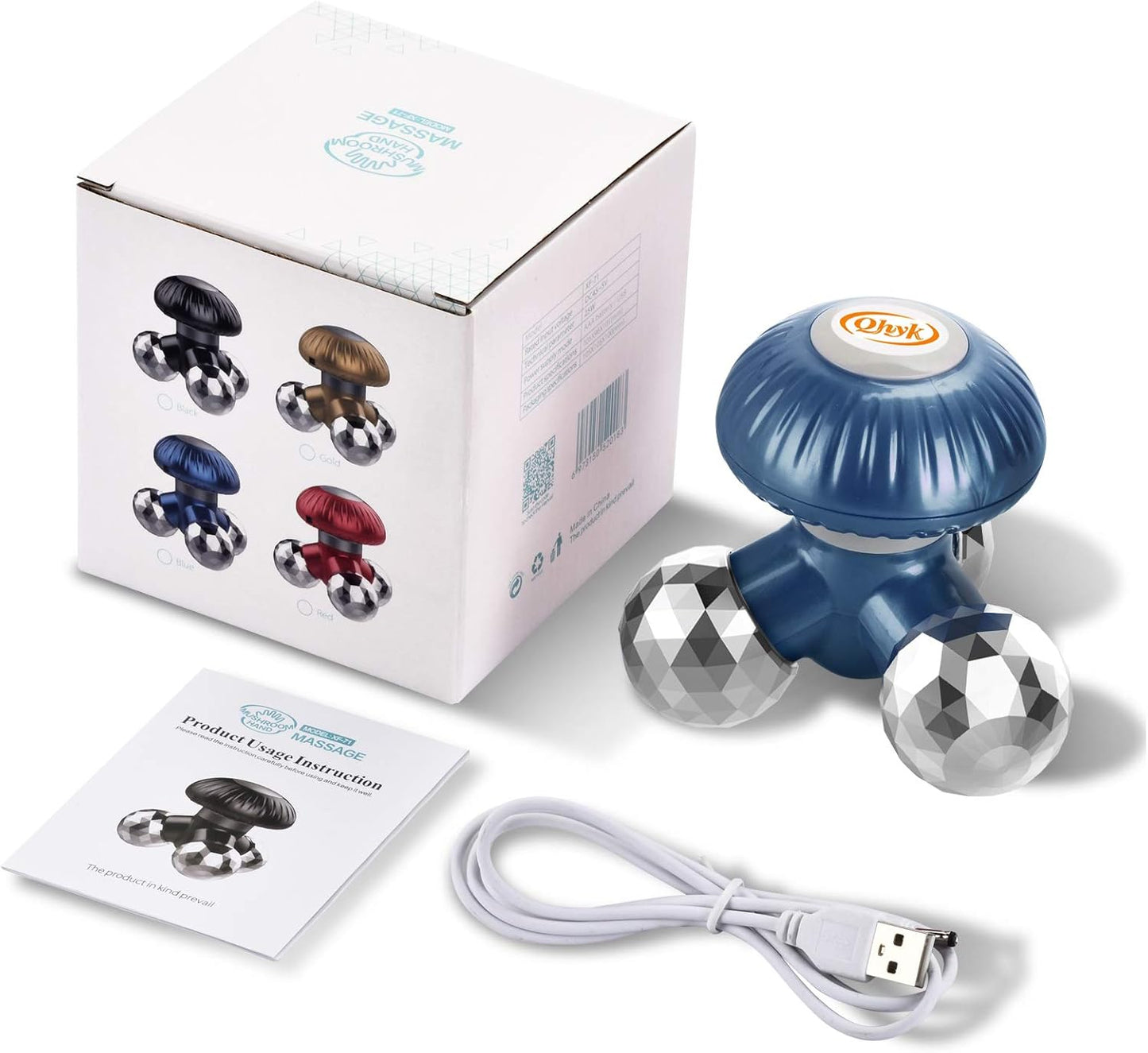 Handheld Vibrate Massager, 3 Cabezas De Masaje Tocar El Cuerpo, Batería O USB Power Proporcionar Electricidad, Aliviar Cuerpo O Tensión Muscular, Full Body Massager Portátil, Azul