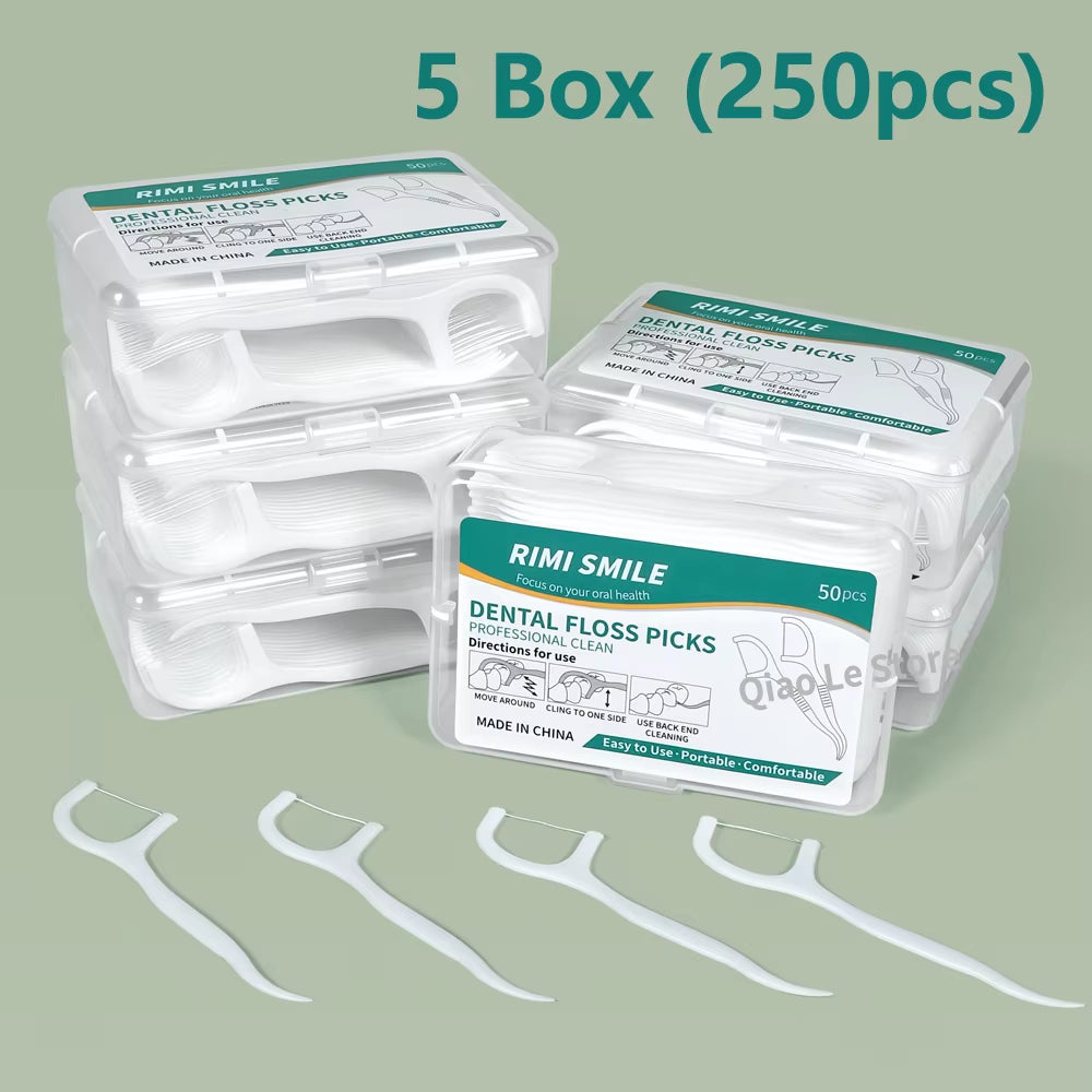 1/2/5/10 Box Portable Disposable Dental Floss Plastic Toothpick High-Tension Dental Floss Stick Dental Floss Box ﻿Oral Care